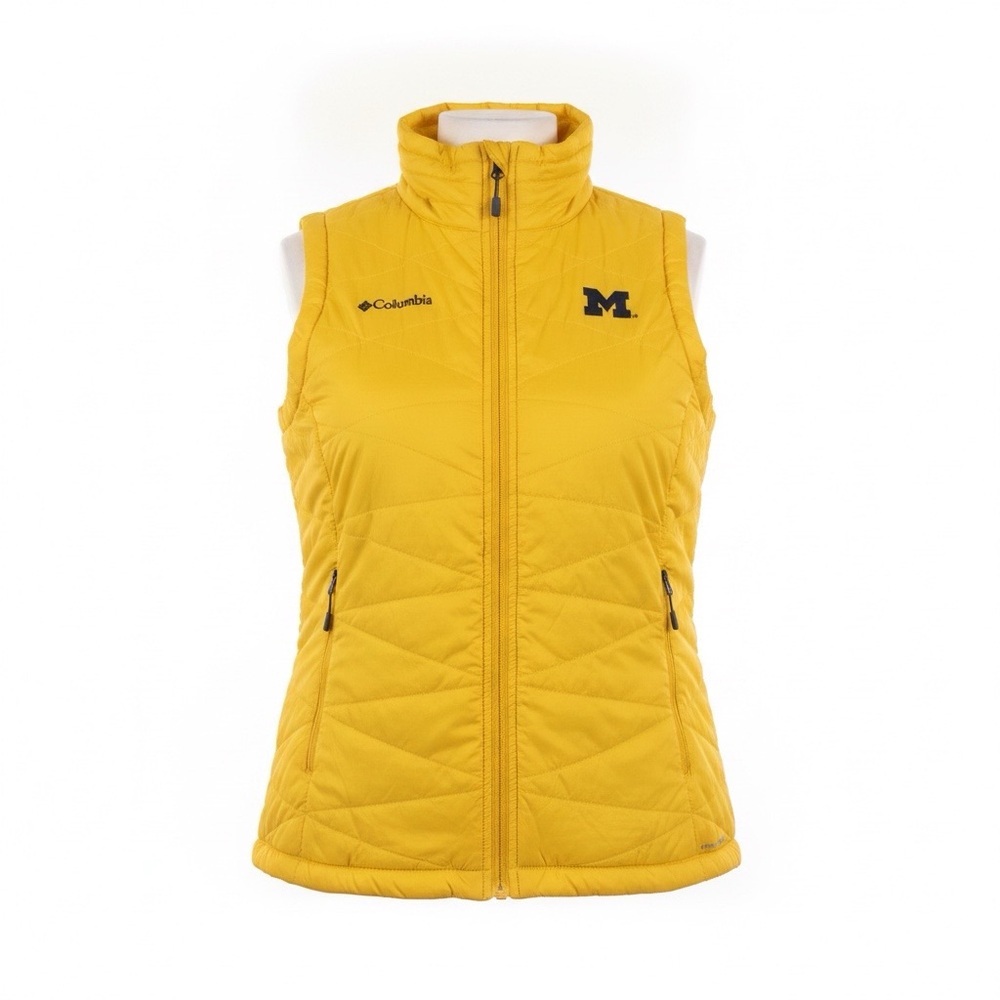 Go Blue! Michigan Columbia Yellow (maize) Quilted Puffer Vest Size M